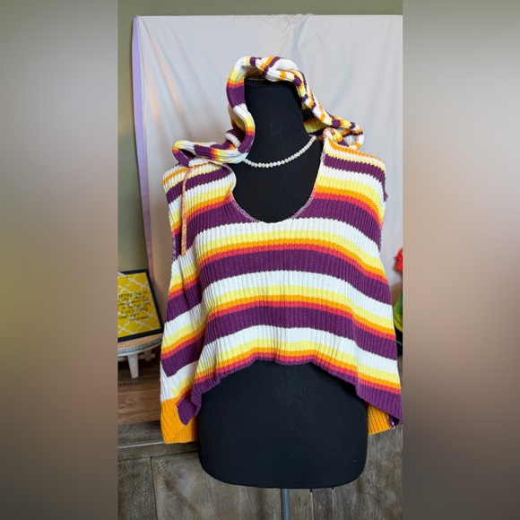 BDG Sweaters - BDG Multicolor Striped Knit Cropped Sweater